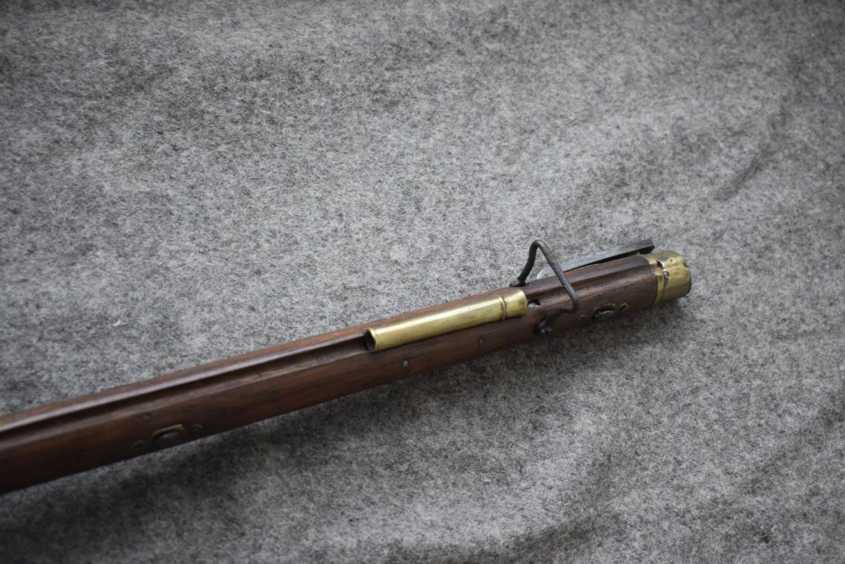 A .700 CALIBRE PERCUSSION INDIAN ARSENAL BRUNSWICK RIFLE, 30.25inch sighted barrel fitted with - Image 7 of 15