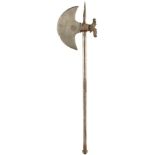 A LATE 19TH CENTURY INDIAN AXE, with 21cm crescent shaped head, polished, another smaller and