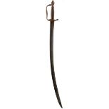 A GEORGIAN INFANTRY OFFICER'S SWORD, 73.5cm curved blade, regulation copper 1796 pattern hilt, D-