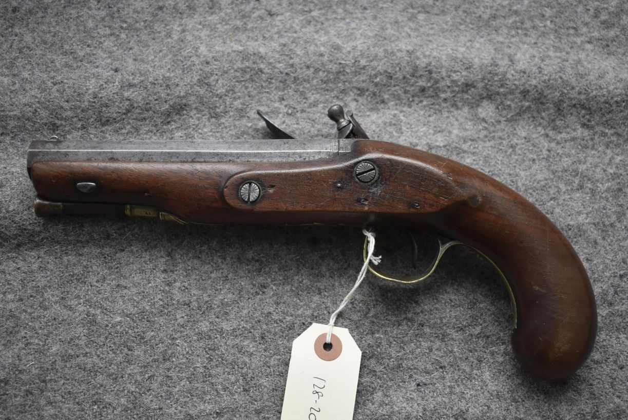 A 16-BORE FLINTLOCK TRAVELLING PISTOL BY WOOLLEY & CO., 6inch sighted octagonal barrel, border - Image 9 of 10