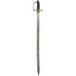 A 1780 PATTERN LIGHT CAVALRY TROOPER'S SWORD, 89cm straight blade with clipped back tip and struck