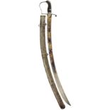 A 1796 PATTERN LIGHT CAVALRY OFFICER'S SWORD, 83cm curved blade decorated with floral sprays, stands