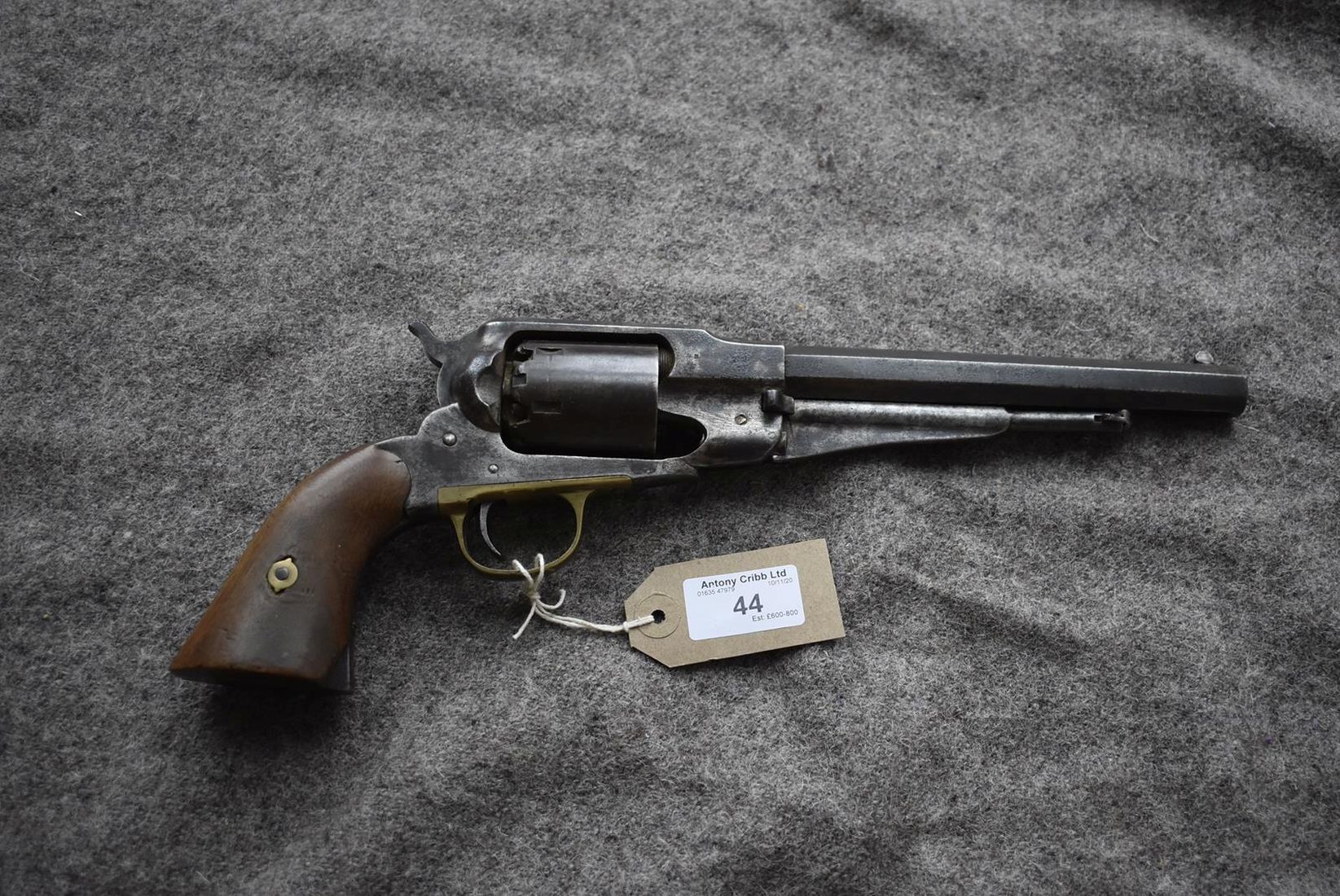 A .44 CALIBRE SIX-SHOT PERCUSSION REMINGTON NEW MODEL ARMY REVOLVER, 8inch sighted octagonal - Image 2 of 12