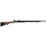 A WORN .577 CALIBRE ENFIELD PERCUSSION SHORT RIFLE, 33inch sighted barrel fitted with ramp and