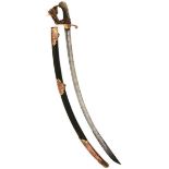 A GEORGIAN OFFICER'S SWORD BY READ OF DUBLIN, 82cm sharply curved blade decorated with scrolling