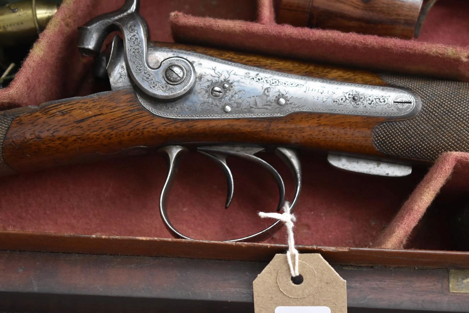 A GOOD CASED 11-BORE DOUBLE BARRELLED BRUSH OR HOWDAH GUN BY HOLLIS, 24inch sighted damascus barrels - Image 19 of 20