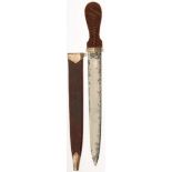 A VICTORIAN DIRK OR HUNTING KNIFE, 24.5cm blade stamped BOOG, some grey staining, white metal