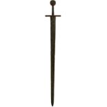 AN 11TH CENTURY VIKING SWORD OF OAKESHOTT TYPE XI, 89.5cm fullered broad sword blade inlaid with