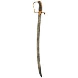 A GEORGIAN NAVAL OR CUSTOMS OFFICER'S SWORD OF 1805 TYPE, 69cm curved fullered blade decorated