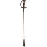 A LATE 18TH CENTURY INDIAN OR OTTOMAN MACE, 61cm haft with flanged head secured by a conical iron