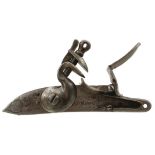 A DETACHED EAST INDIA COMPANY FLINTLOCK MECHANISM, of characteristic bevelled form, signed THOMSON