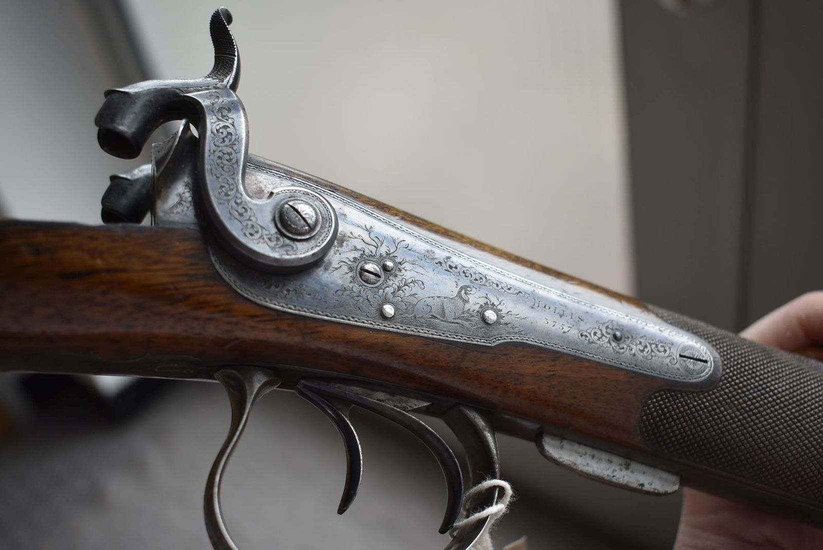 A GOOD CASED 11-BORE DOUBLE BARRELLED BRUSH OR HOWDAH GUN BY HOLLIS, 24inch sighted damascus barrels - Image 6 of 20