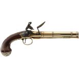 A 20-BORE SILVER MOUNTED QUEEN ANNE PISTOL, 7.5inch five-stage cannon barrel engraved LONDON at