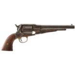 A .44 CALIBRE SIX-SHOT PERCUSSION REMINGTON NEW MODEL ARMY REVOLVER, 8inch sighted octagonal