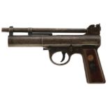 AN ANTIQUE WEBLEY MARK I AIR PISTOL IN .22 CALIBRE, 7inch sighted barrel, the left and right sides