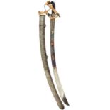 A 1796 PATTERN LIGHT CAVALRY OFFICER'S SWORD, 84cm curved blade decorated with scrolling foliage,