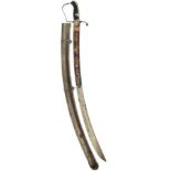 A 1796 PATTERN LIGHT CAVALRY OFFICER'S SWORD, 82.5cm curved blade decorated with foliage,