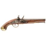 A .650 CALIBRE FLINTLOCK VOLUNTEER LIGHT DRAGOON PISTOL, 9INCH BARREL, border engraved bevelled lock