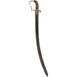 A LIGHT COMPANY OFFICER'S SABRE, 76cm pipe backed blade with spear point, characteristic gilt