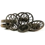 A LARGE COLLECTION OF 18TH CENTURY AND LATER MODEL GUN CARRIAGES AND LIMBERS, to include six wheel