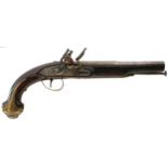 A 20-BORE TURKISH FLINTLOCK HOLSTER PISTOL, 9inch two-stage barrel, the breech decorated with a