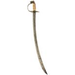 AN EARLY 1800'S AMERICAN OFFICER'S SWORD, 75.5cm curved blade decorated with stands of arms, a