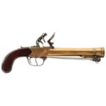 A FLINTLOCK BLUNDERBUSS PISTOL BY WATERS & CO, 7inch two-stage barrel with ring turned flared