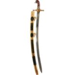 AN ORNATE AGATE HILTED PRESENTATION SWORD TO LORD GRENVILLE BY SALTER, 84cm curved piped back