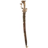 A SINHALESE OR CEYLONESE KASTANE OR SHORT SWORD, 37.5cm curved fullered blade, patinated and