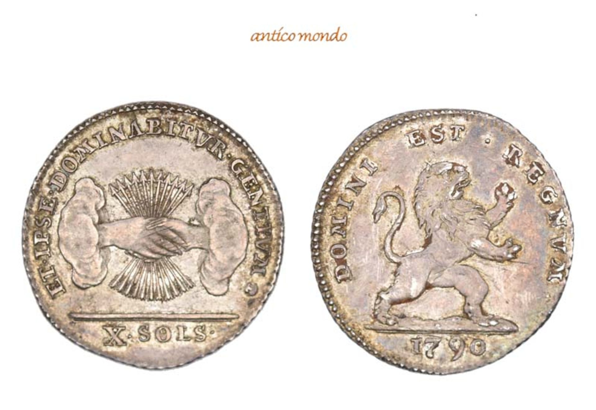 Belgien, Brabant, Belgischer Aufstand, 1789-1790, 1/2 Florin d'argent (10 Sols), 1790, feine Patina,