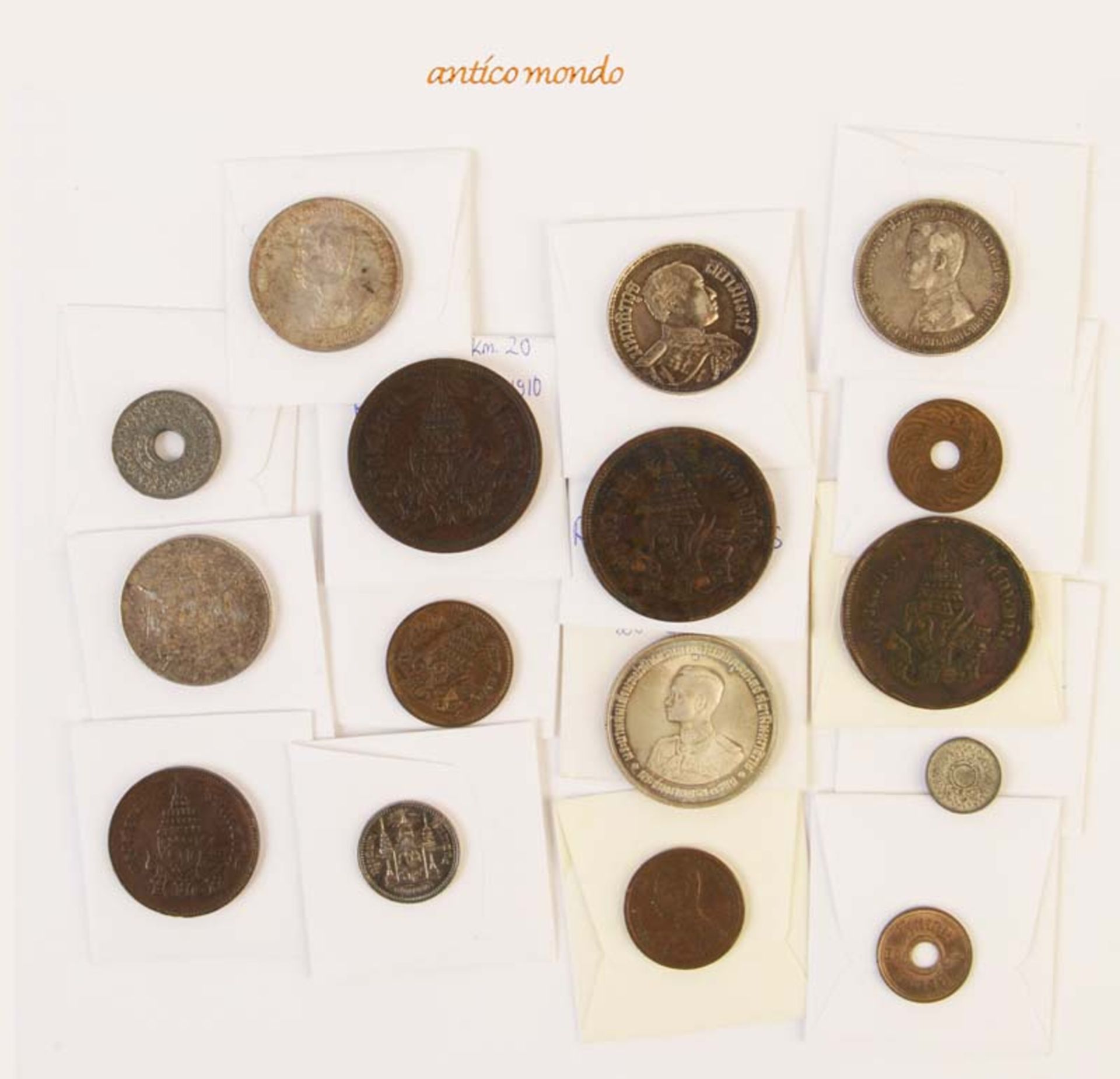 Thailand, Lot Münzen verschiedener Regenten und Nominale des 19. und 20. Jhd., Darunter auch