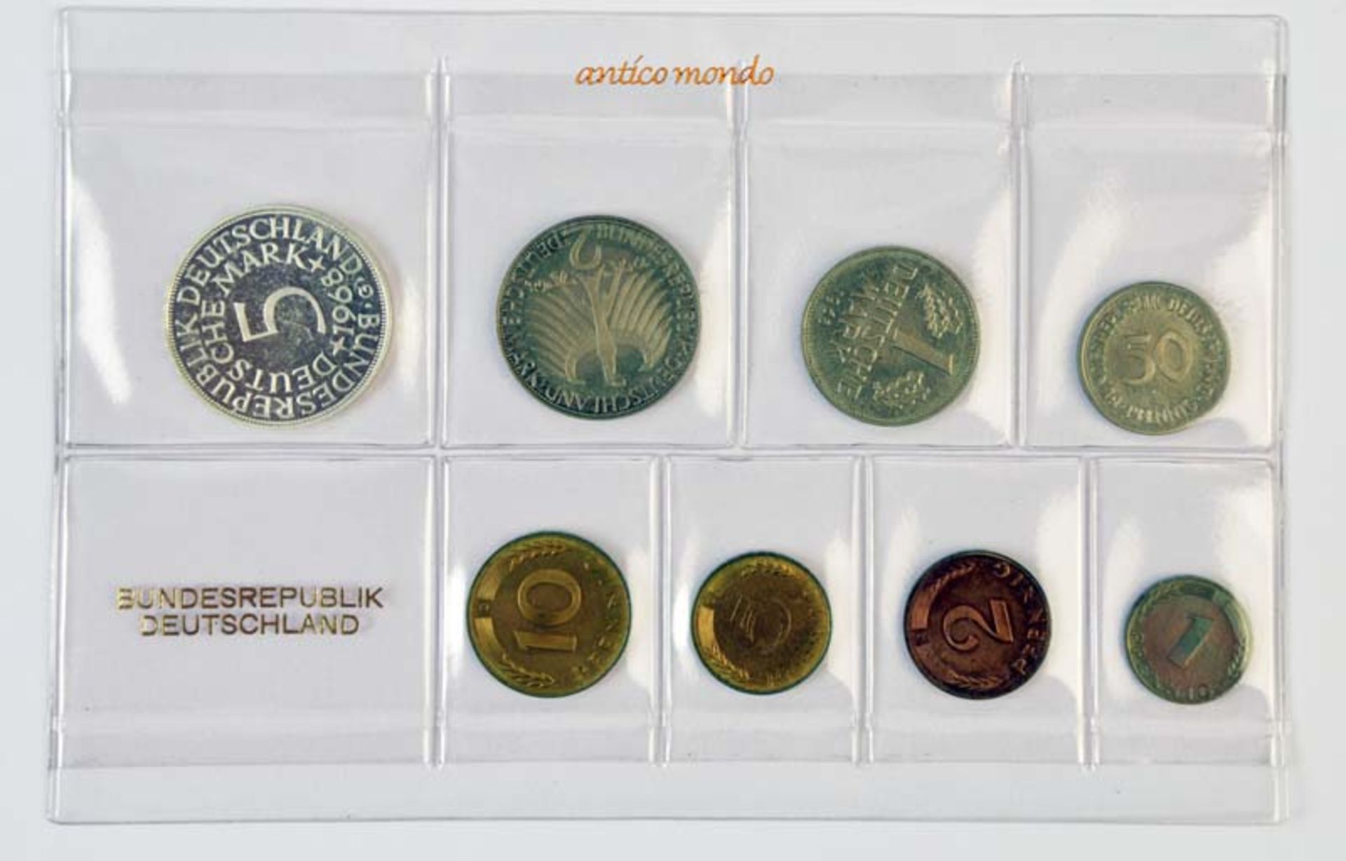 Bundesrepublik, Kursmünzensatz, 1968 G (2 Pf. Bronze), original verschweißt, prägefrisch- - -21.50 %