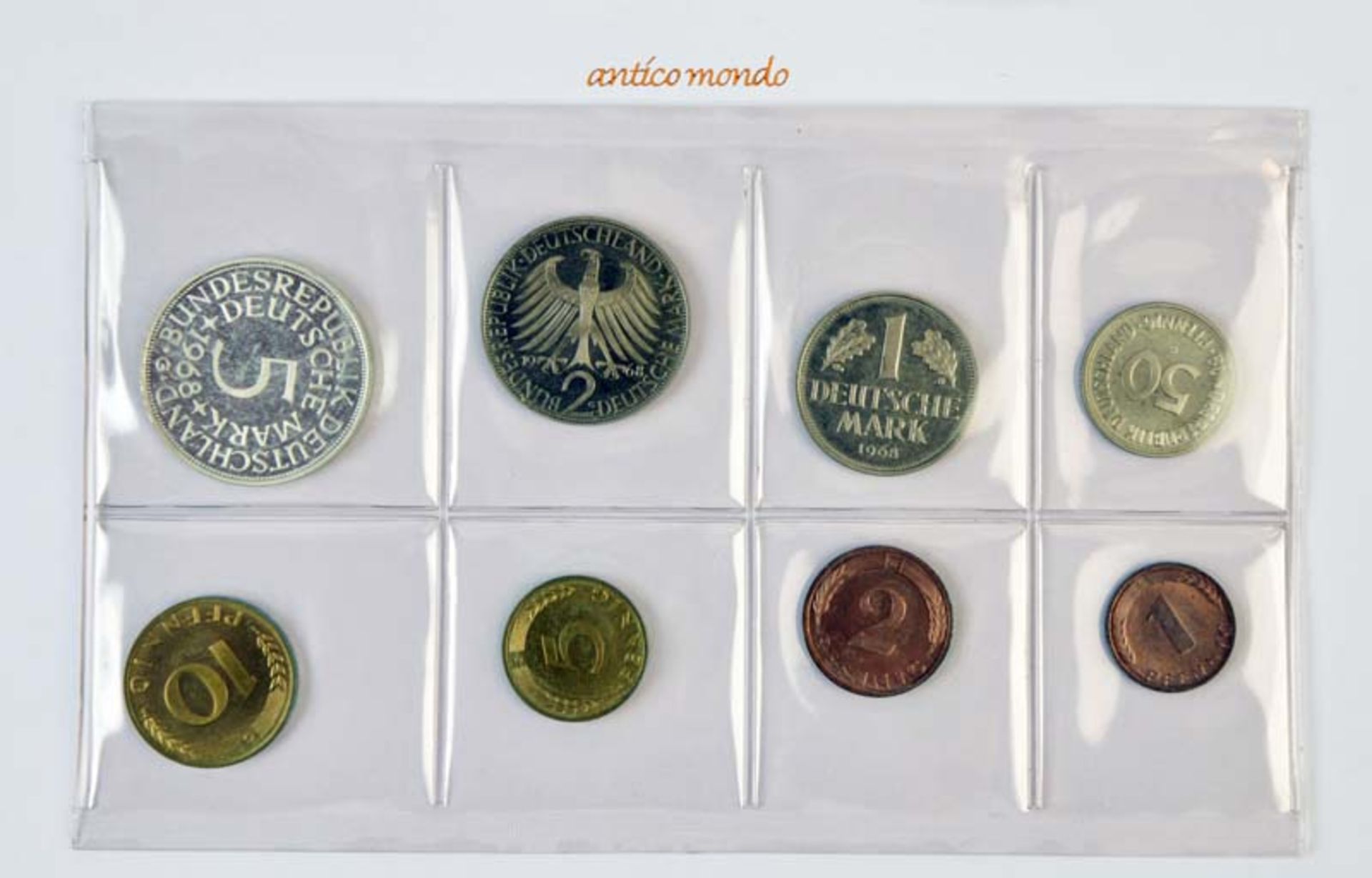 Bundesrepublik, Kursmünzensatz, 1968 G (2 Pf. magnetisch), original verschweißt, prägefrisch- - -