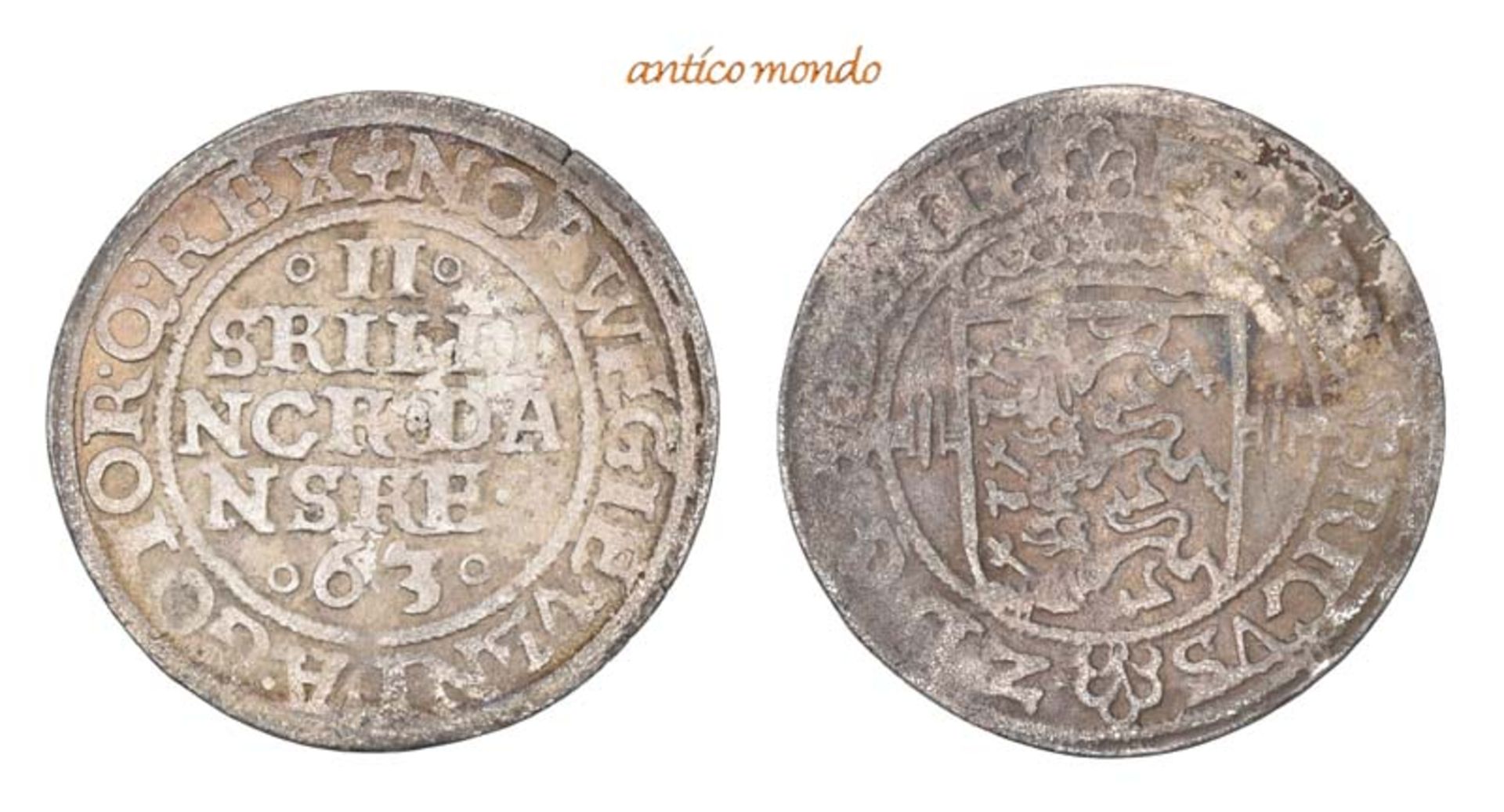 Dänemark, Frederik II., 1559-1588, 2 Skilling, 1563, sehr schön-vorzüglich, 2,22 g- - -21.50 %