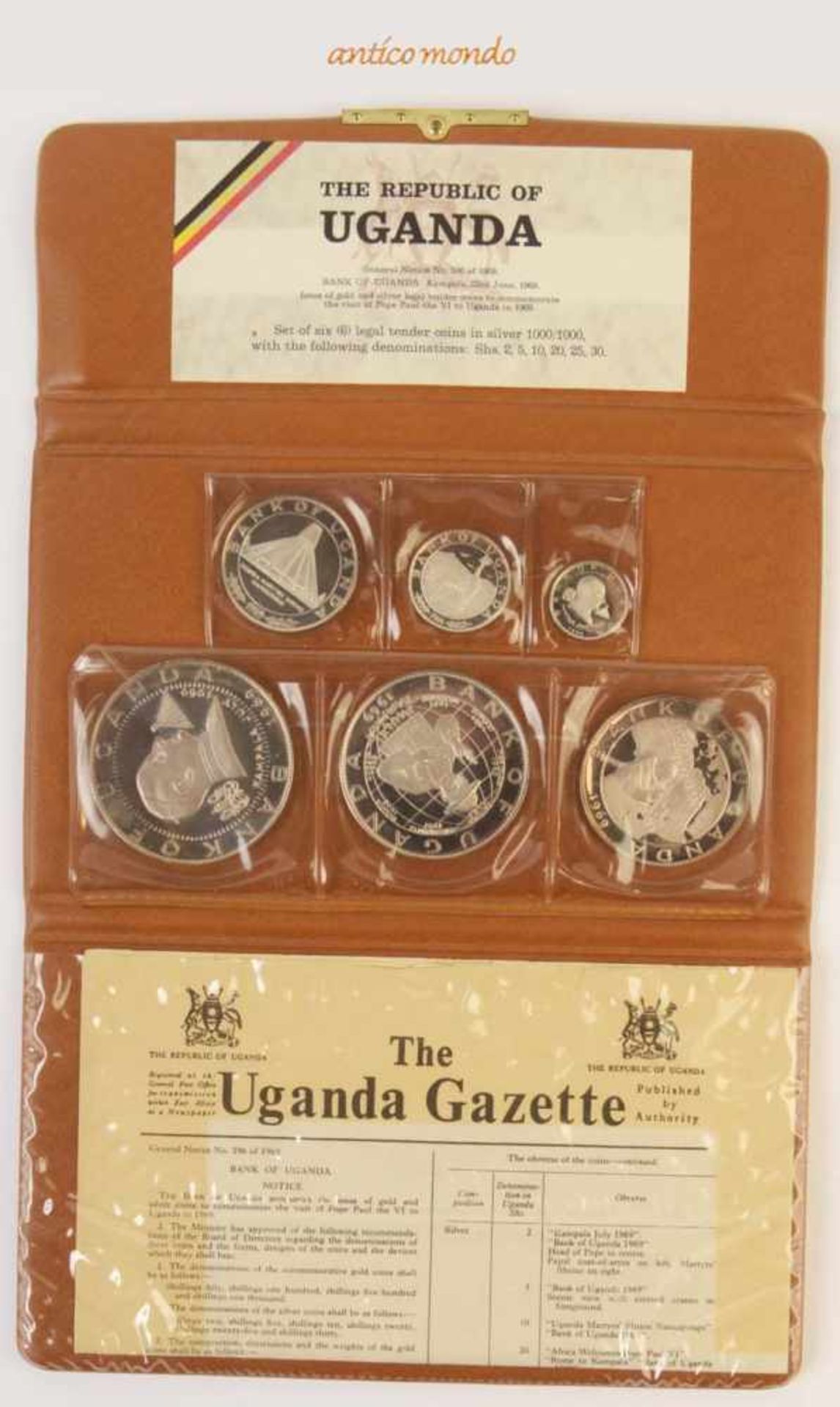 Uganda, Set von Silbermünzen, 1969, In Originaletui mit Orignalzertifikat, polierte Platte, berührt,