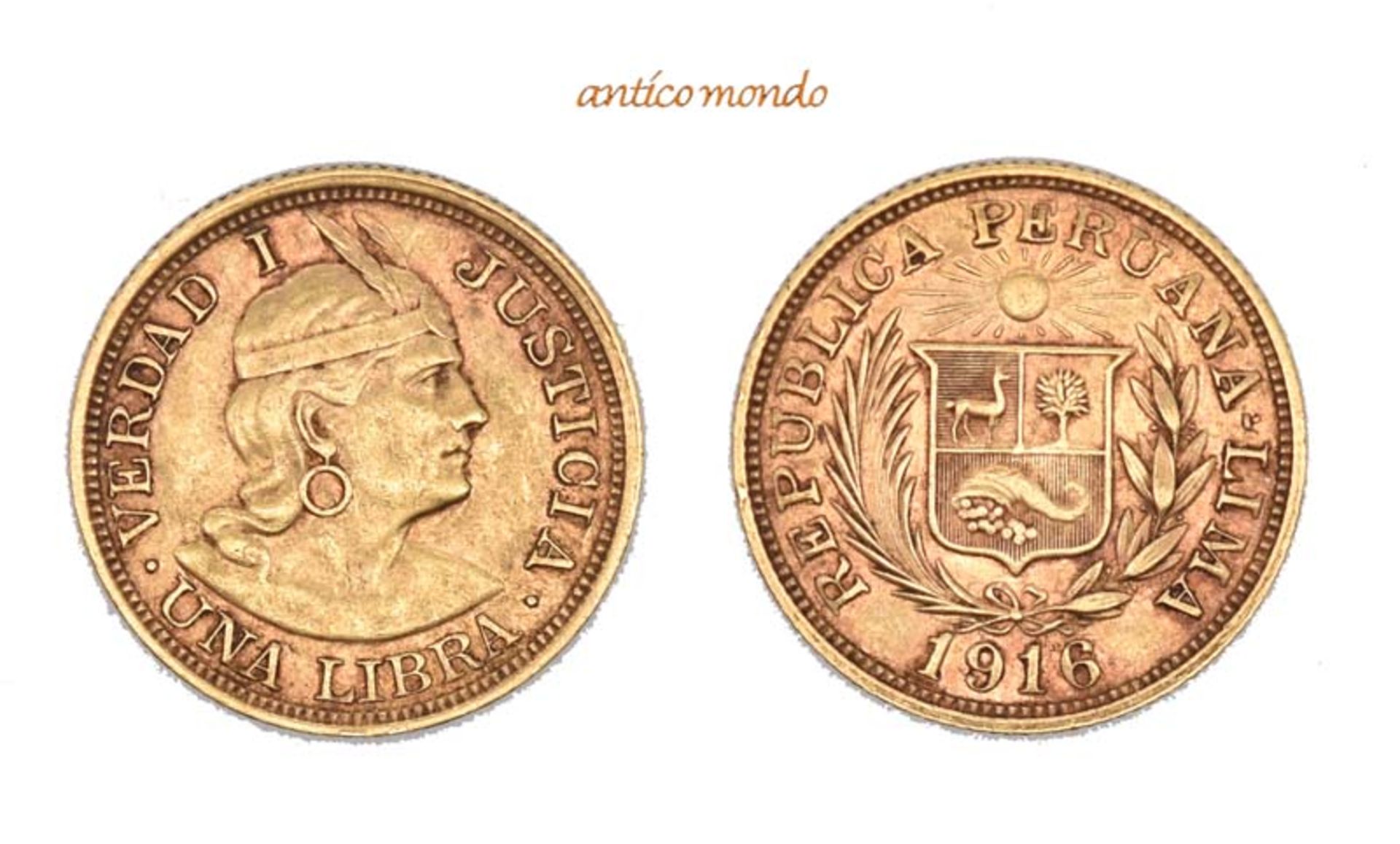 Peru, Republik, Libra, 1916, sehr schön-vorzüglich, 8,00 g- - -21.50 % buyer's premium on the hammer