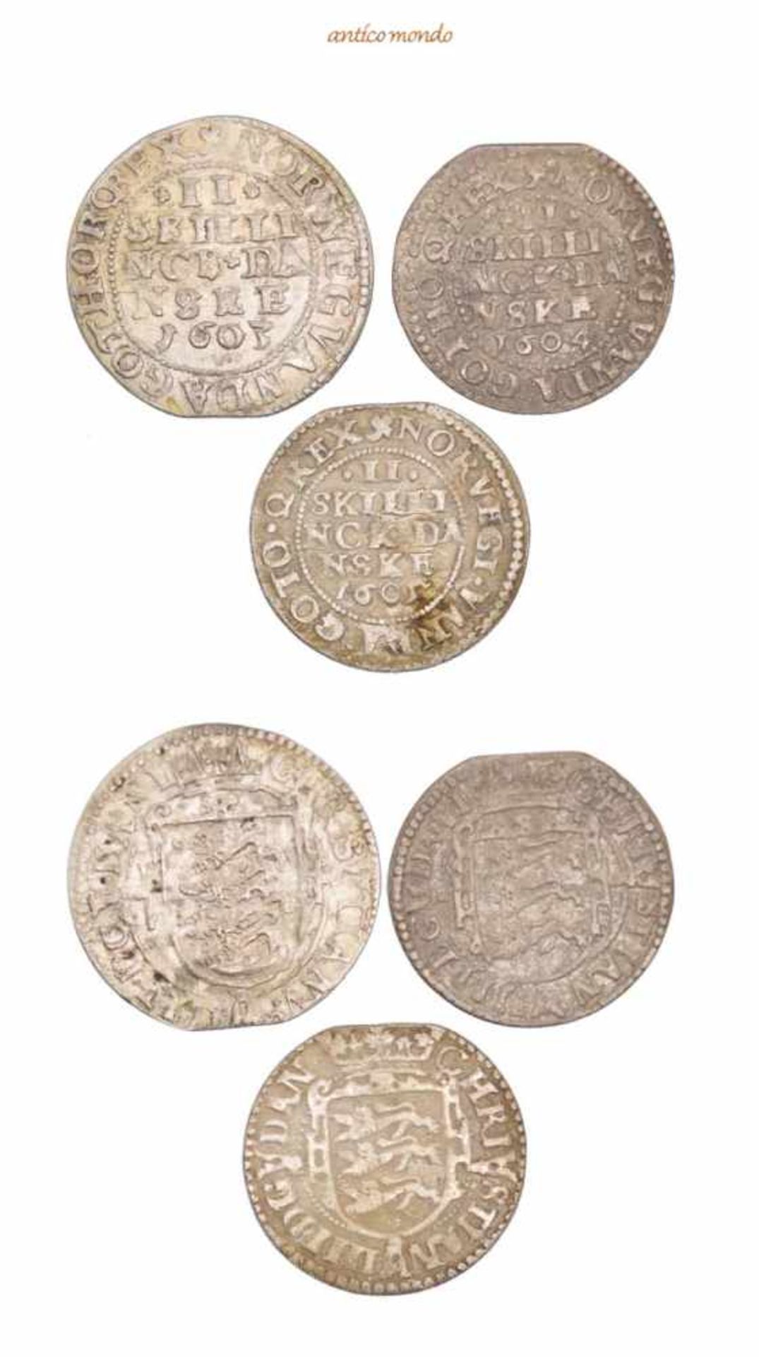 Dänemark, Christian IV., 1588-1648, 2 Skilling, 1603, 1604, 1605, sehr schön-vorzüglich, 3