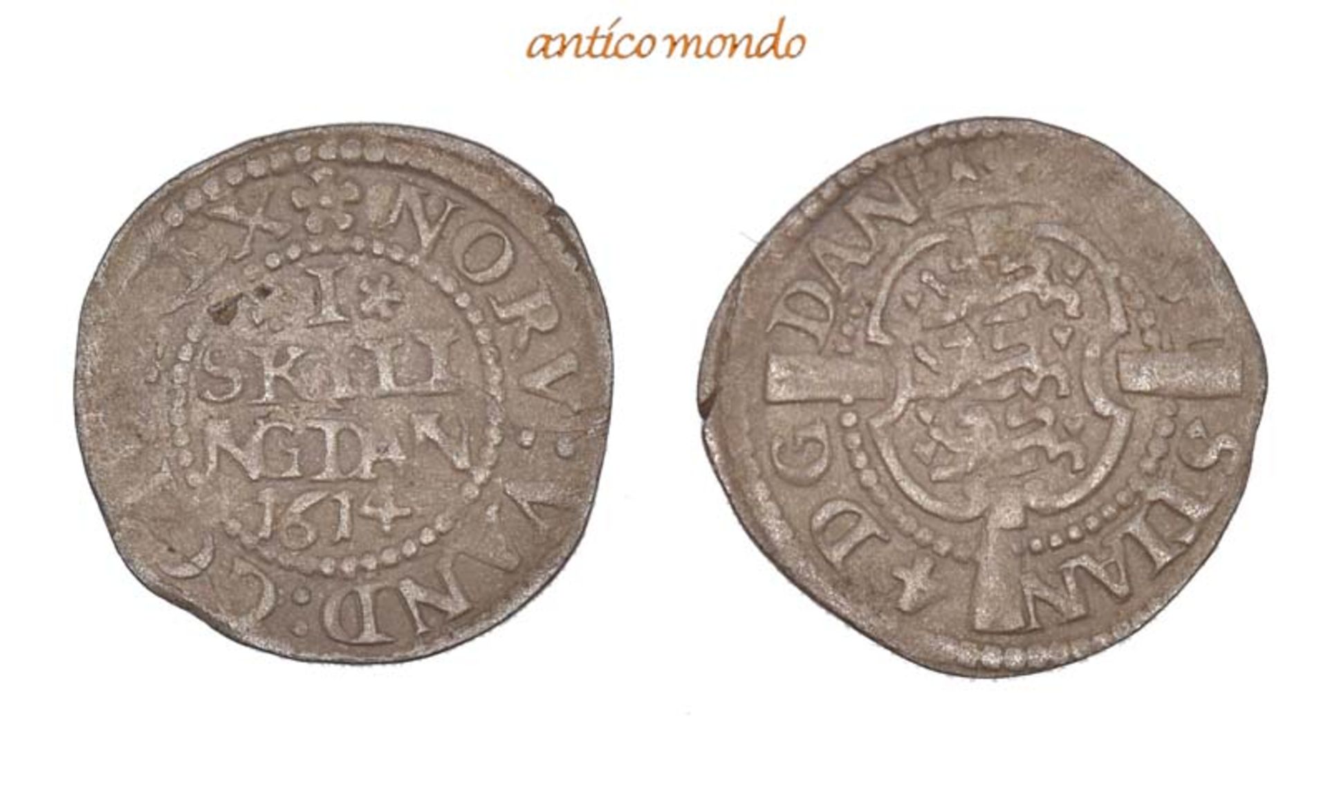 Dänemark, Christian IV., 1588-1648, 1 Skilling, 1614, sehr schön, 1,20 g- - -21.50 % buyer's premium