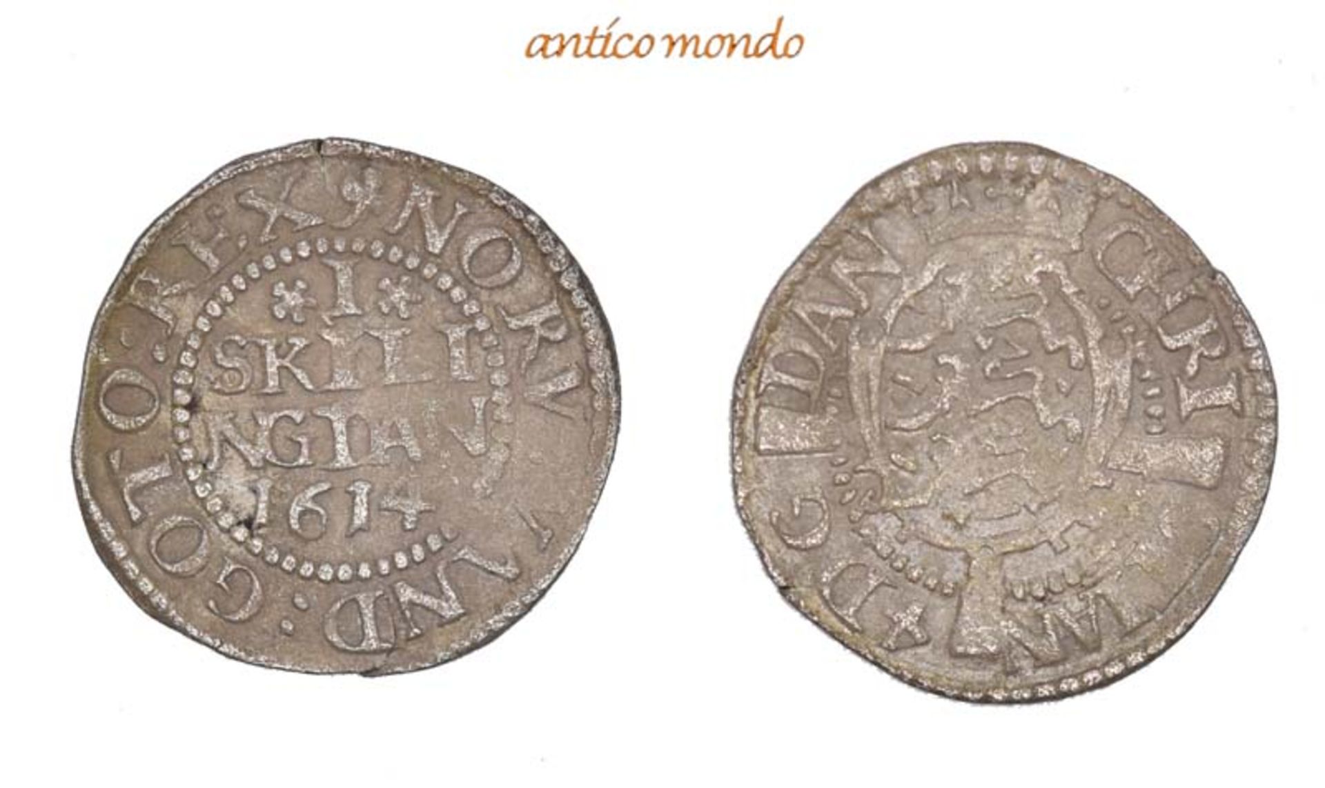 Dänemark, Christian IV., 1588-1648, 1 Skilling, 1614, sehr schön, 1,31 g- - -21.50 % buyer's premium