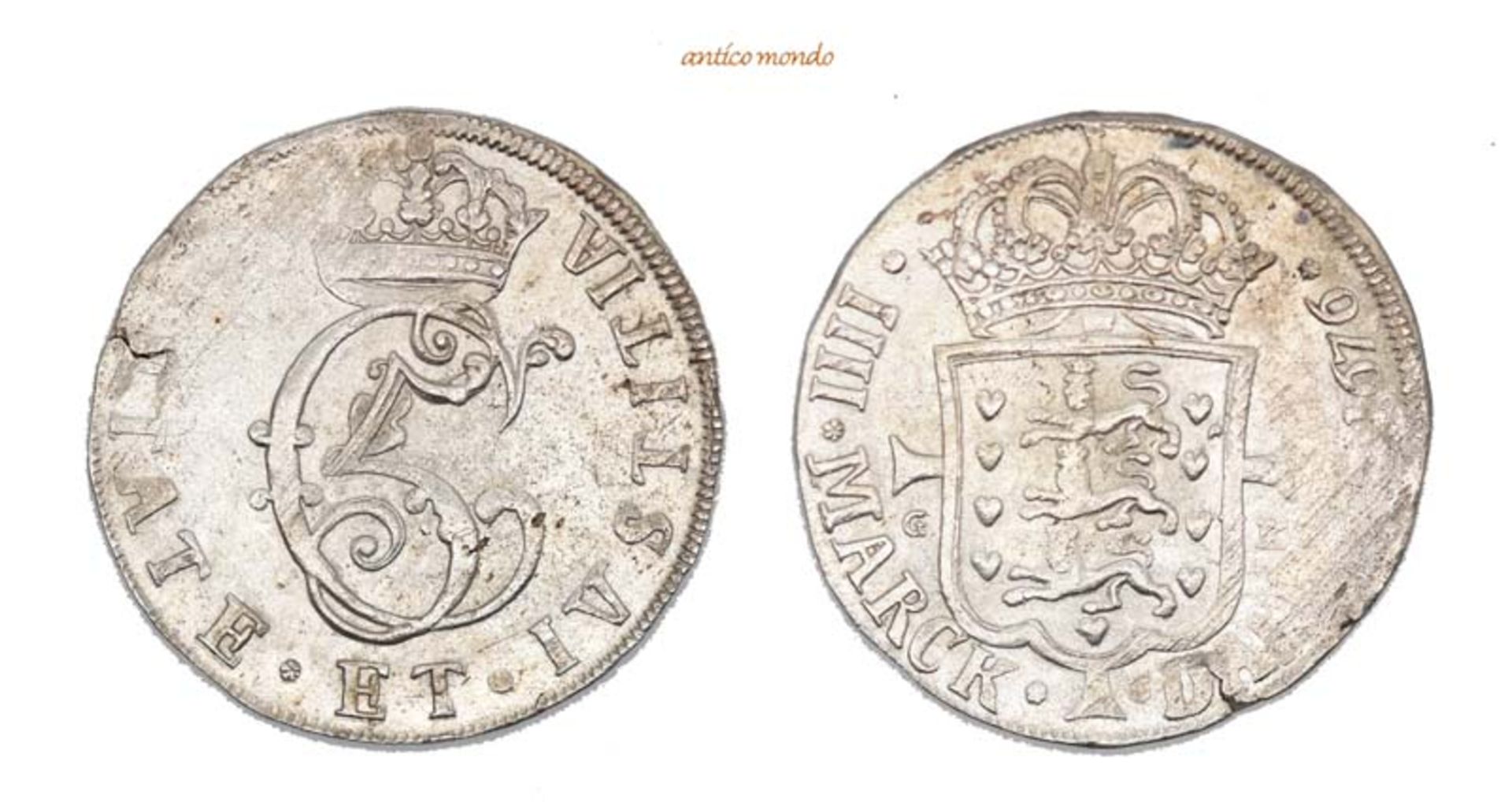 Dänemark, Christian V., 1670-1699, Krone (4 Mark), 1676, Kl. Schrötlingsfehler, sehr schön-