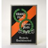 Glass Sign "Kranz Film, Deutsche Qualitätsarbeit", Germany, min. traces of age on frame, otherwise