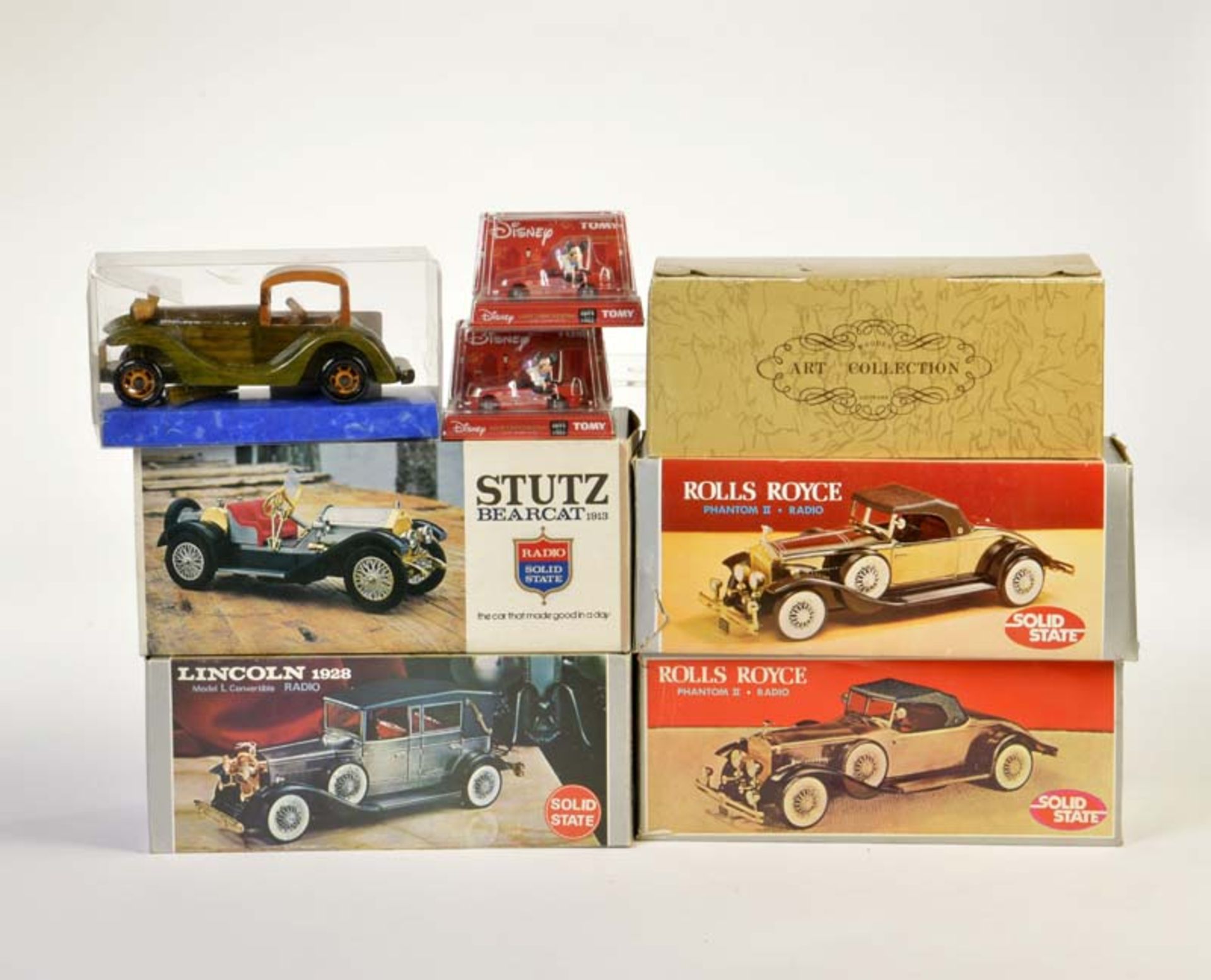 Tomy, Solid State, Bundle Car Models, Disney, Oldtimer Radio Cars a.o., part. original package,