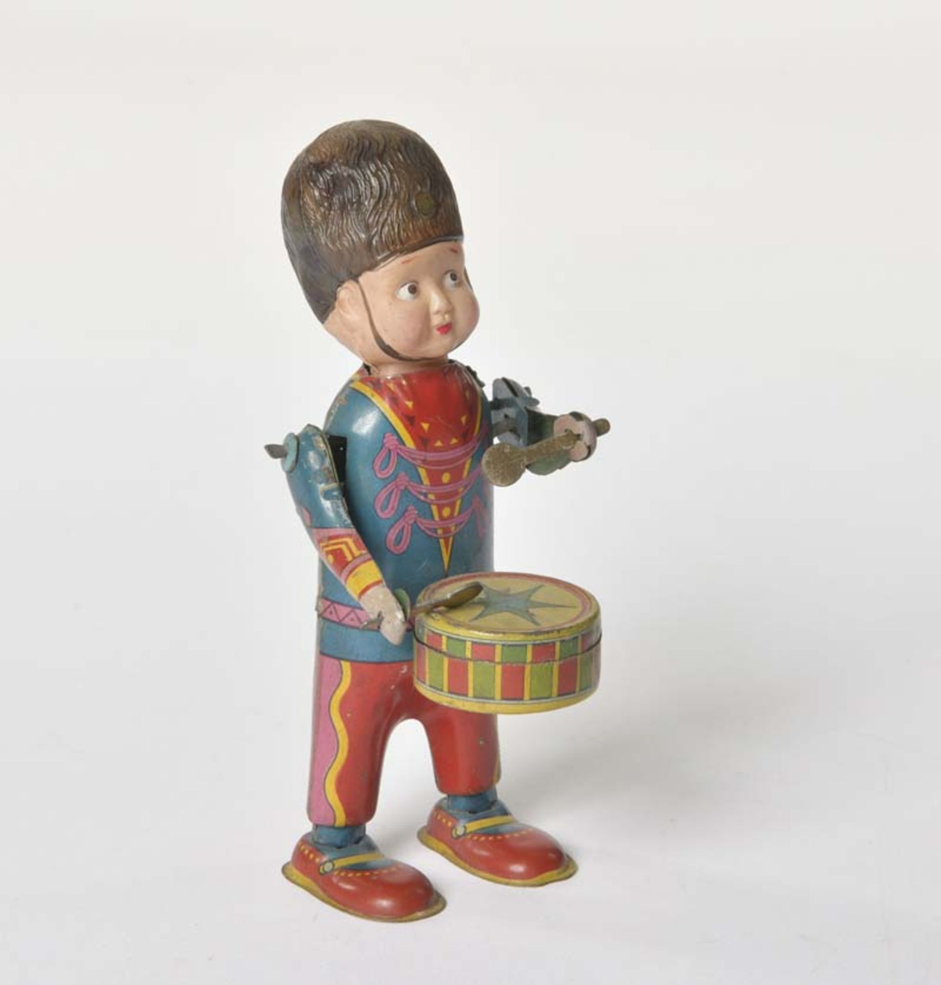 Drumming Boy, Japan, tin, head out of celluloide, cw ok, min. paint d., head min. dented, C 2+