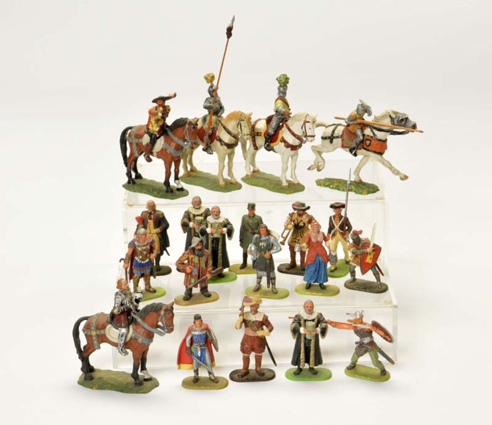Elastolin, 15 Figures, 5 Horsemen, W.-Germany, plastic, mostly very good condition
