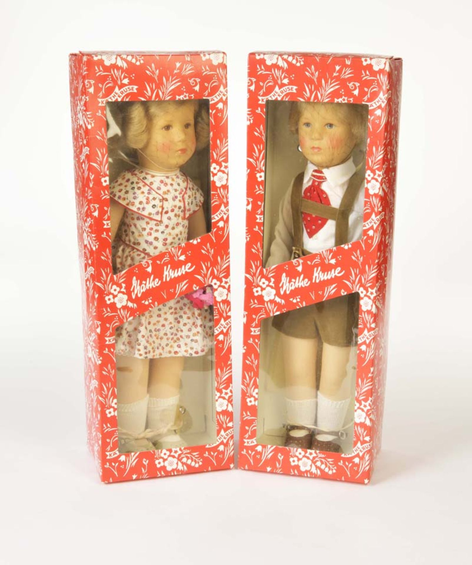 2 Dolls Käthe Kruse (Ilsebill + Friedebald), W.-Germany, box C 1, C 1<