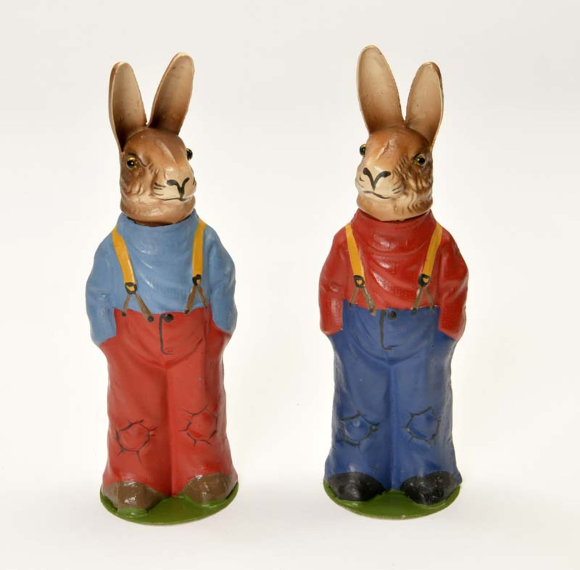 Erzgebirge, 2 Rabbits as Candy Container, Germany, paper machee, C 1
