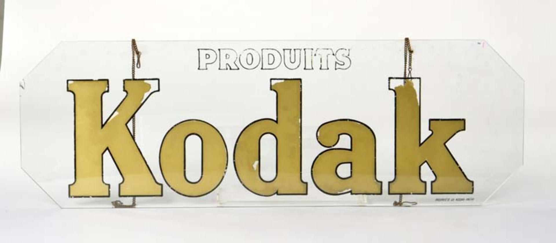 Glass Sign "Kodak", France, min. paint d., around 1950, no shipping