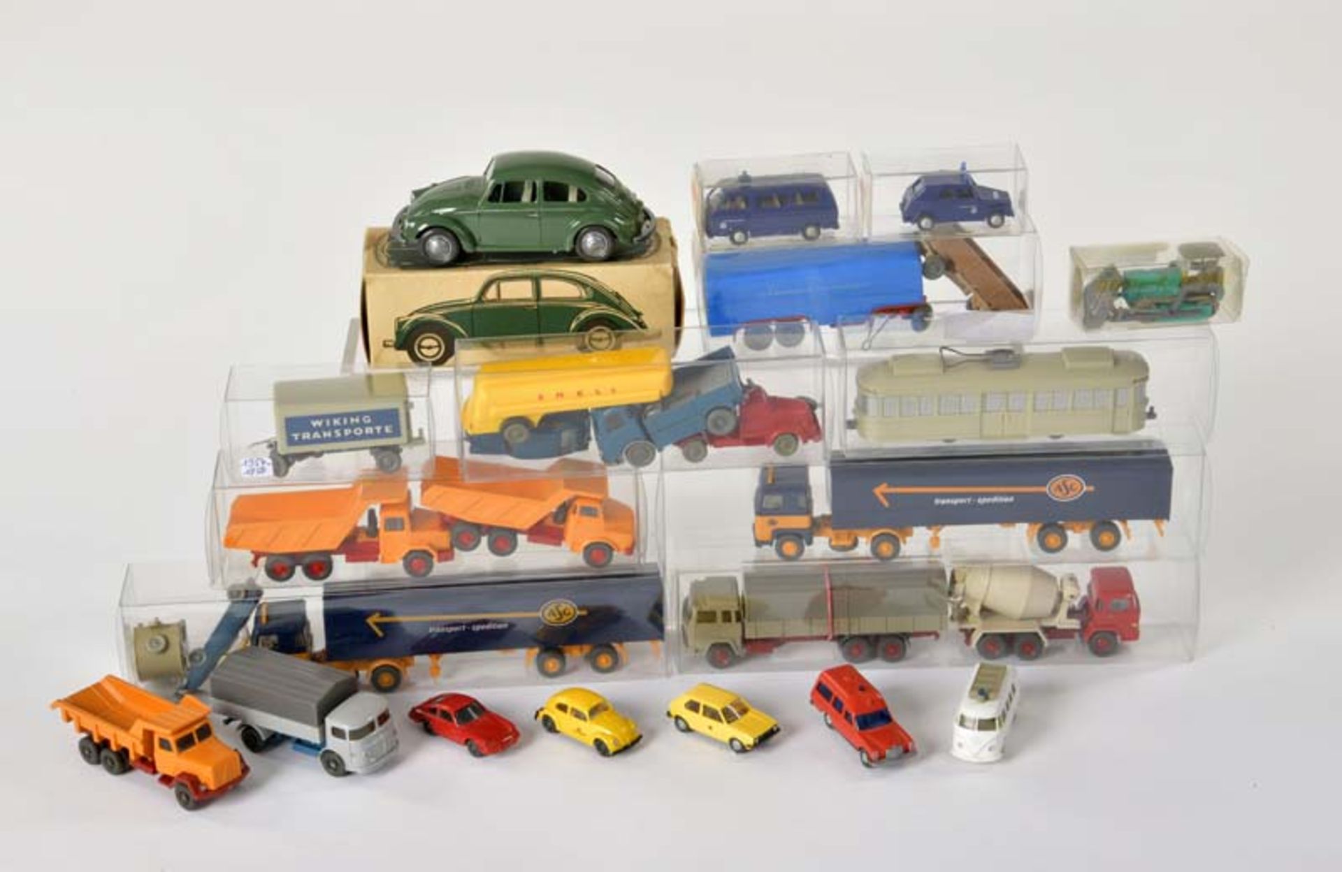 Wiking, Bundle Trucks, Cars a.o., W.-Germany, 1:87, 1x 1:40, plastic, mixed condition, please