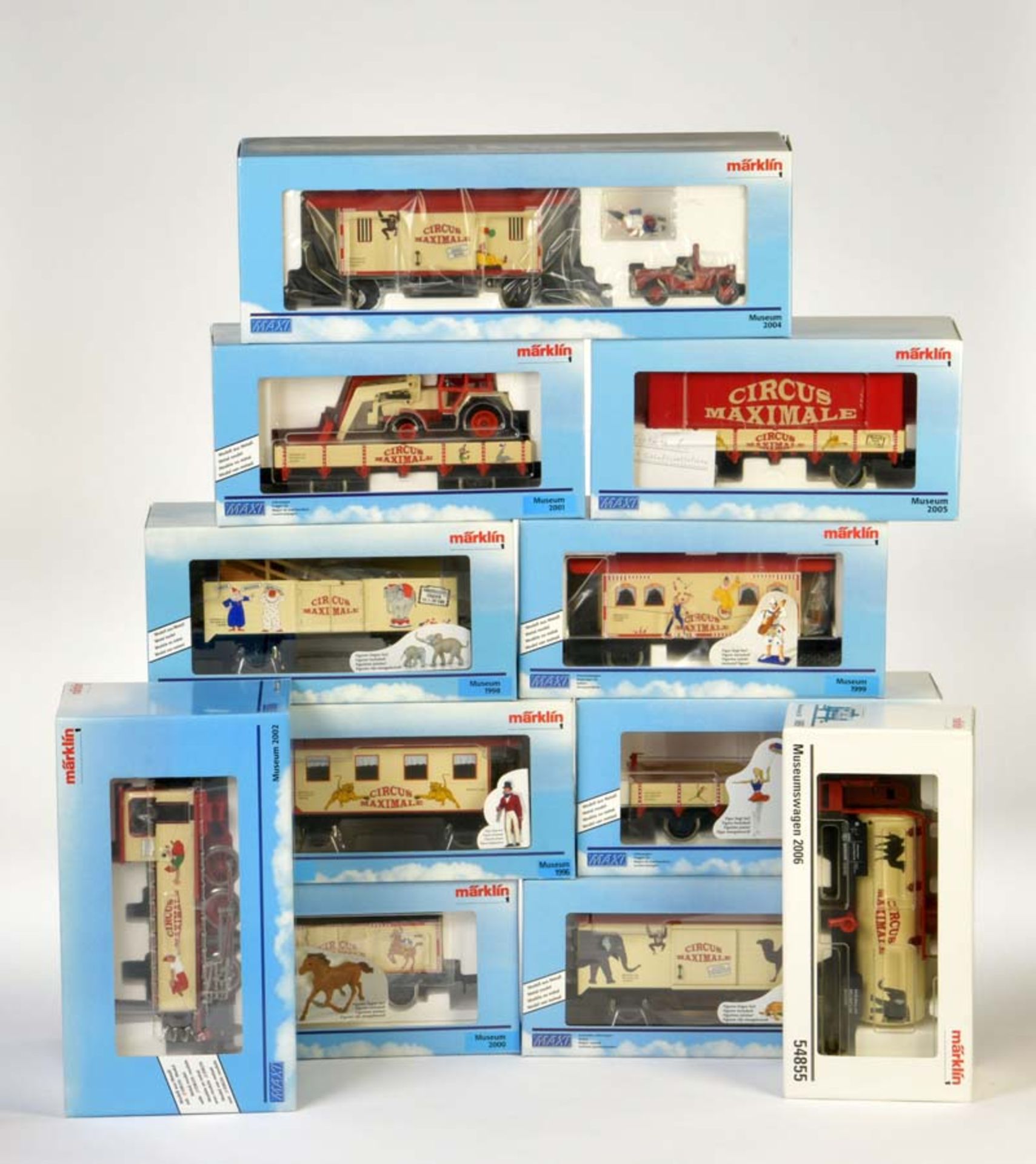 Märklin, Museum Train "Circus Maximale", Loco + 10 Wagons, gauge 1, box C 1, C 1<