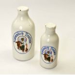 Milkbottles out of Porcelain "Alpenmilch Zentrale", Austria (Wilhelmsburg), 1x upper border damaged,